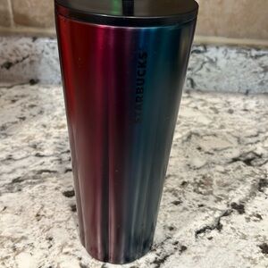 Maroon and blue metal Starbucks